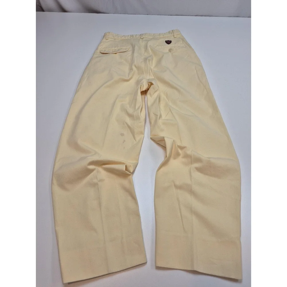 Polo Ralph Lauren Classic Golf Pants Mens 34x28 Yellow Pleated Chino USA FLAW
